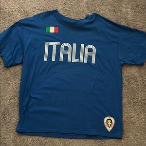 Blue Italia Short Sleeve Tee with Italian Flag